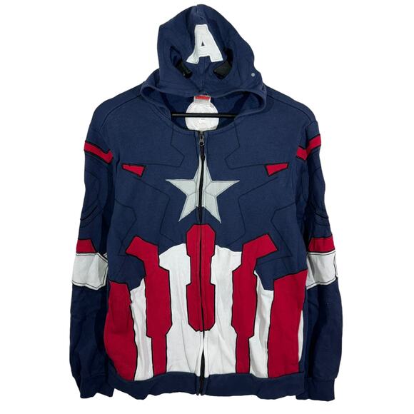 Marvel Captain America All Over Print Full Zip Hooded Jacket - Picture 1 of 7